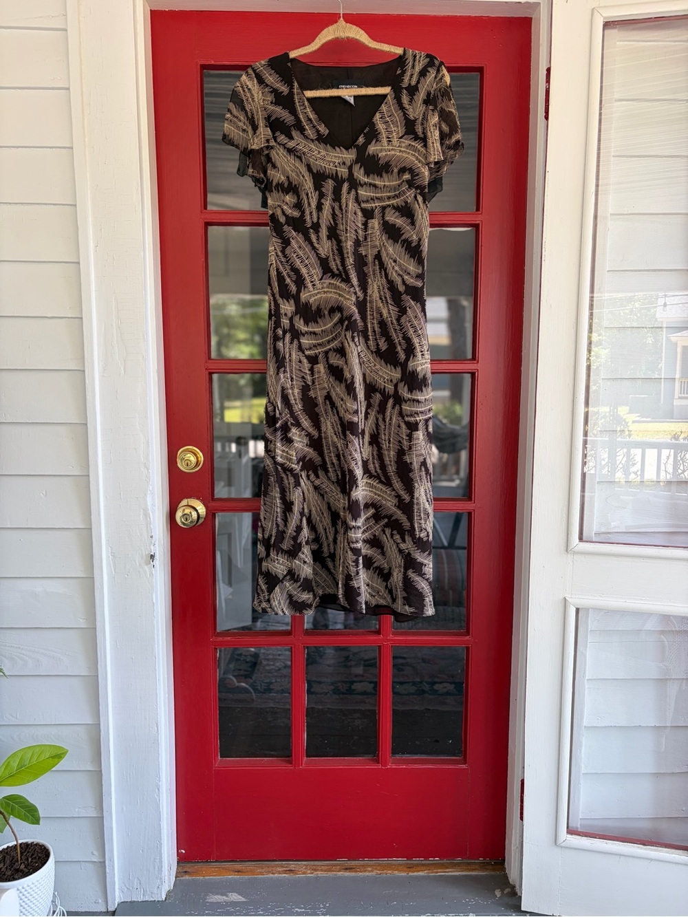 Vintage Jones New York 100% Silk Botanical Print Dress